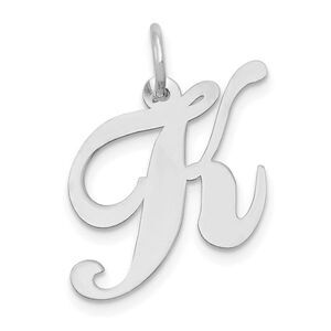 14k White Gold, Ella Collection Medium Fancy Script Initial K Pendant